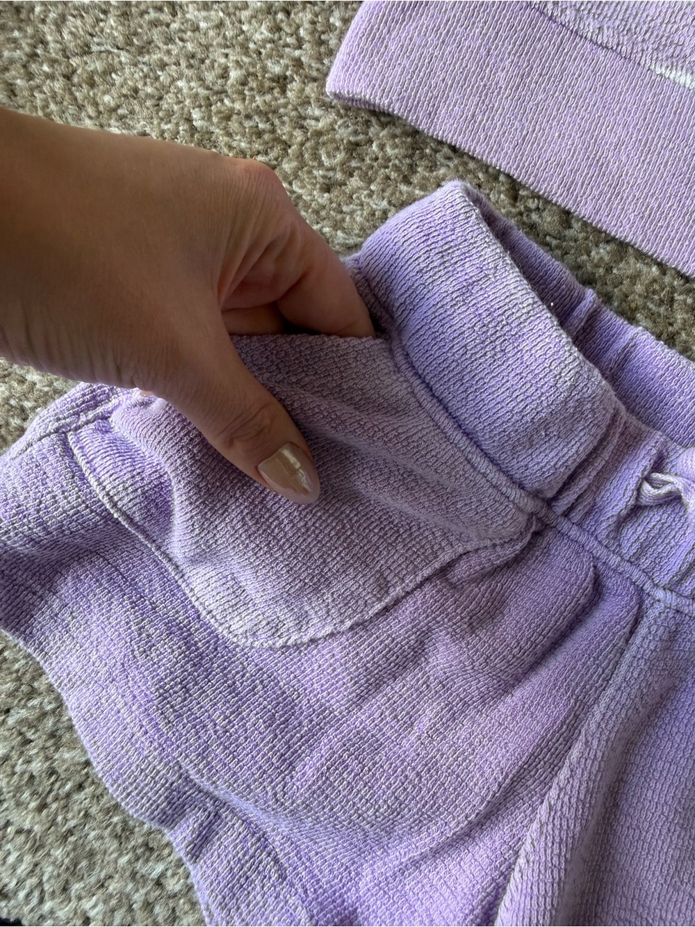 Cat & Jack Lilac and White Striped Terry Shorts - Picture 6 of 7